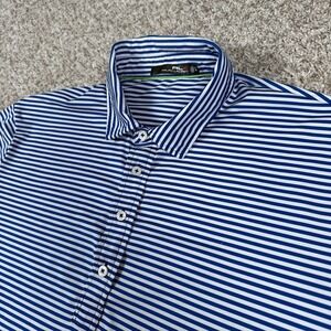 RLX Ralph Lauren Polo Shirt Mens XL Blue White Stripe Golf Performance Stretch